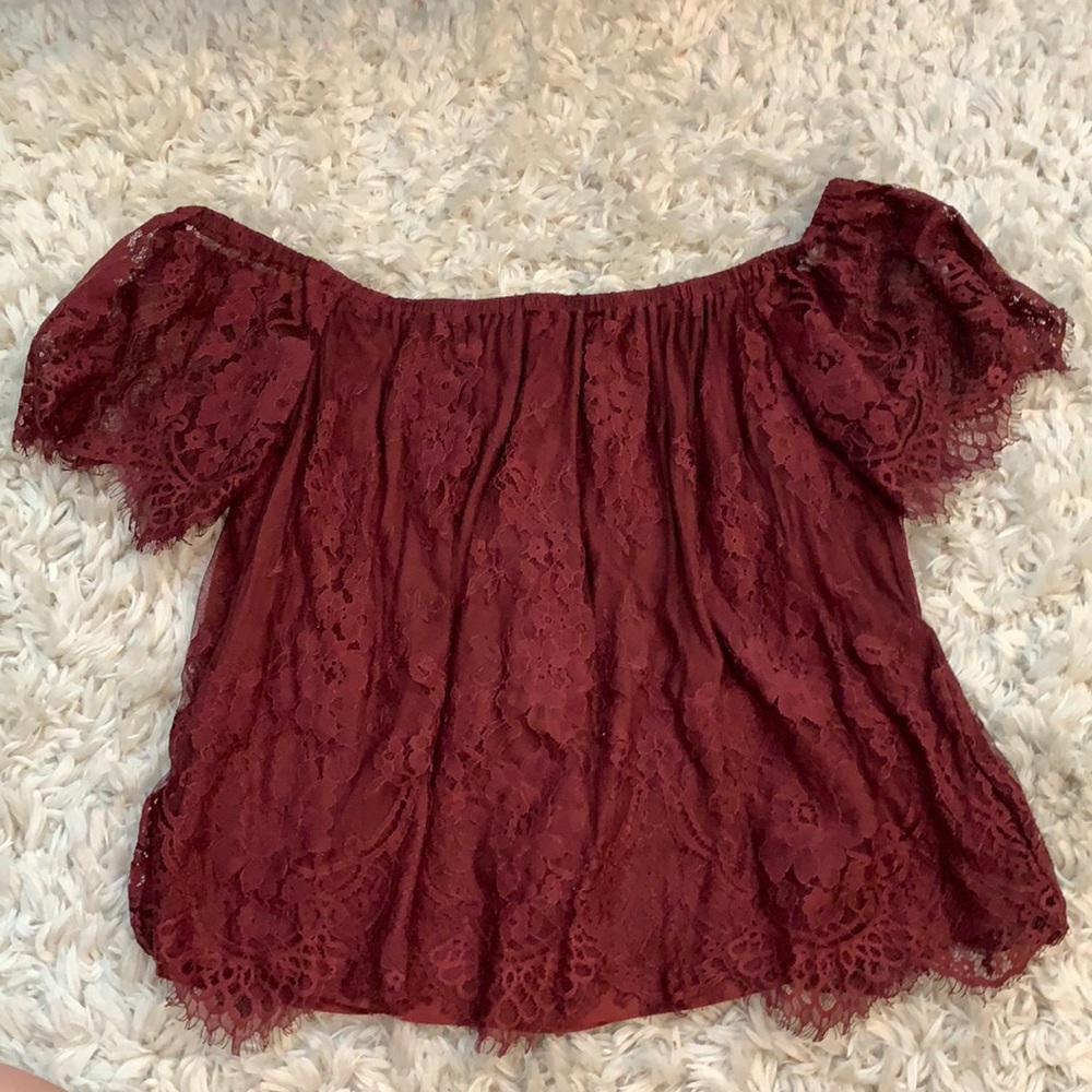 burgundy american eagle blouse size small